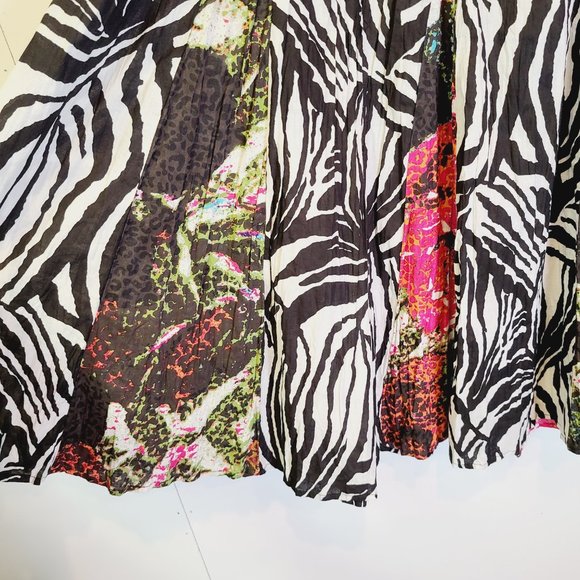 Susan Graver Zebra Print Long Skirt Elastic Waist Womens Extra Small - Picture 4 of 8